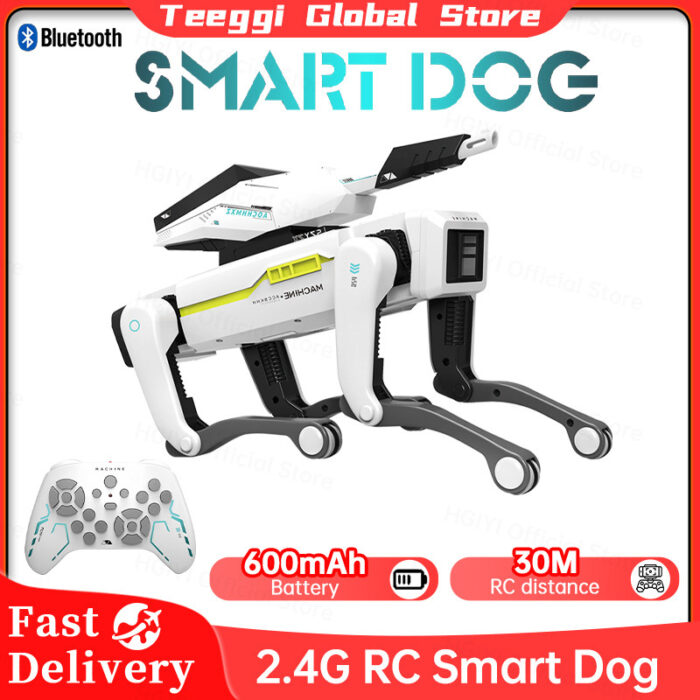 Electric RC Ai Intelligent Robot Dog Multifunction Bluetooth RC Mechanical Dog with turret Educational Toy Bionic Smart Robot Toy Gift
