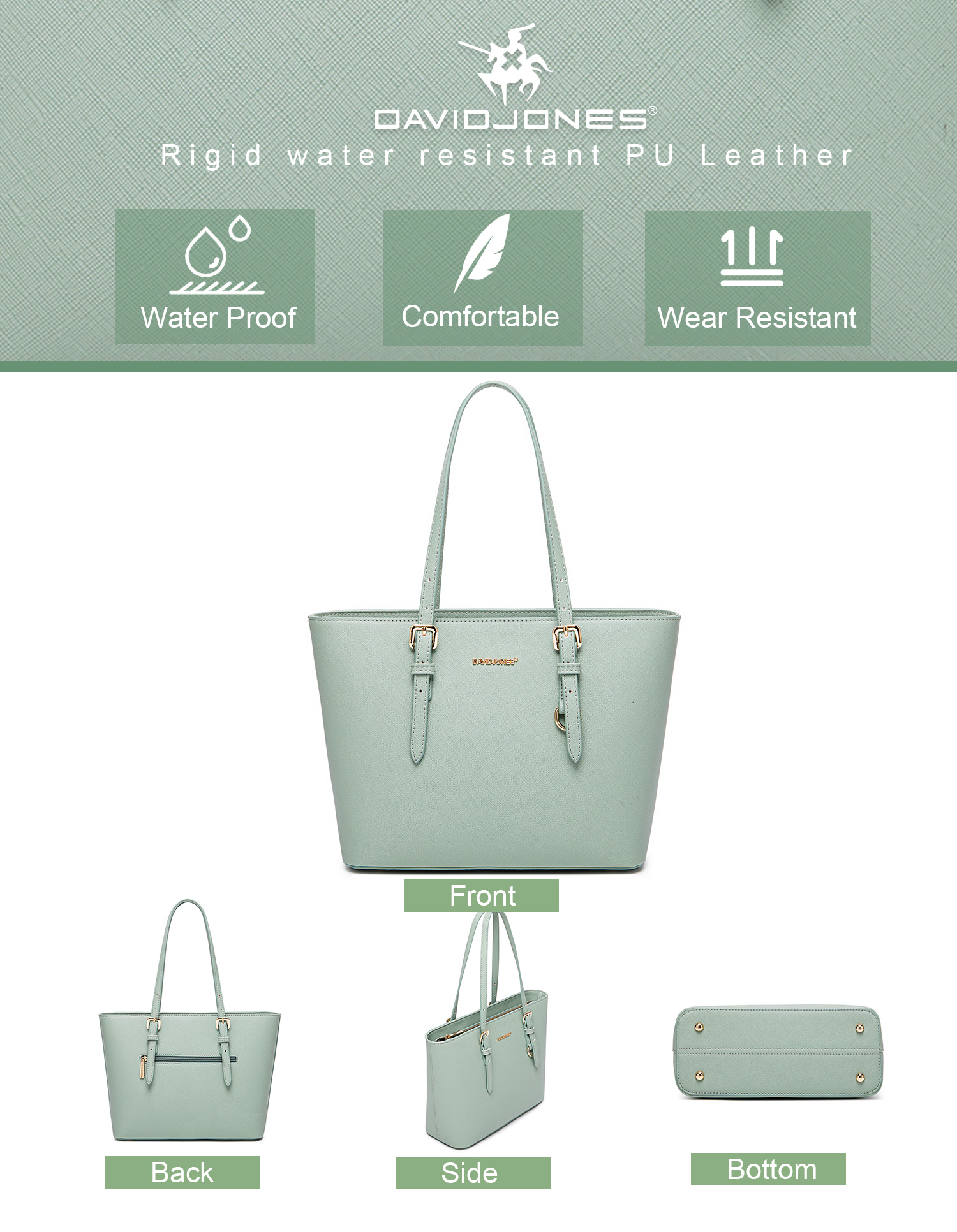 DavidJones Women's Medium PU Leather Tote Bag