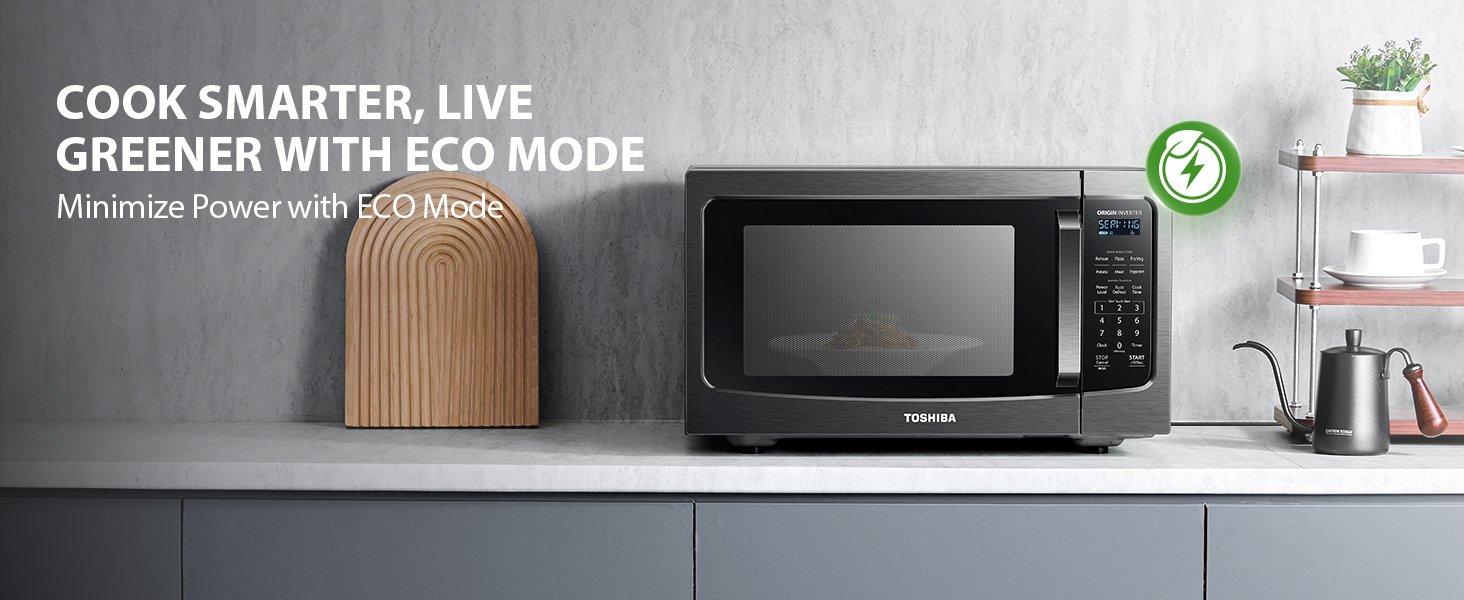 TOSHIBA ML-EM45PIT(BS) Countertop Microwave Oven with Inverter Technology. Kitchen Essentials. Smart Sensor. Auto Defrost. 1.6 Cu.ft. 13.6 Removable Turntable. 33lb.&1250W. Black Stainless Steel