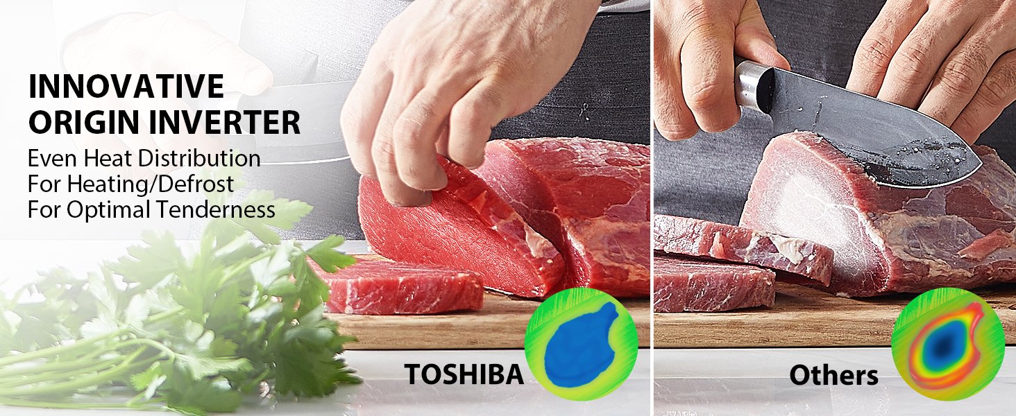 TOSHIBA ML-EM45PIT(BS) Countertop Microwave Oven with Inverter Technology. Kitchen Essentials. Smart Sensor. Auto Defrost. 1.6 Cu.ft. 13.6 Removable Turntable. 33lb.&1250W. Black Stainless Steel