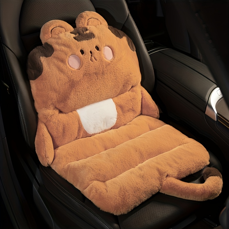 Winter Plush Car Seat Cushion with Cute Bear Design - Thickened Warm Backrest & Lumbar Support, Machine Washable Soft Bear-Shaped Seat Cover for Girls, Winter Car Accessories, Cozy Car Interior Accessory, Playful Car Decor, Durable Car Accessory, Comfortable Car Decor, Plush Material, Vehicle Owners