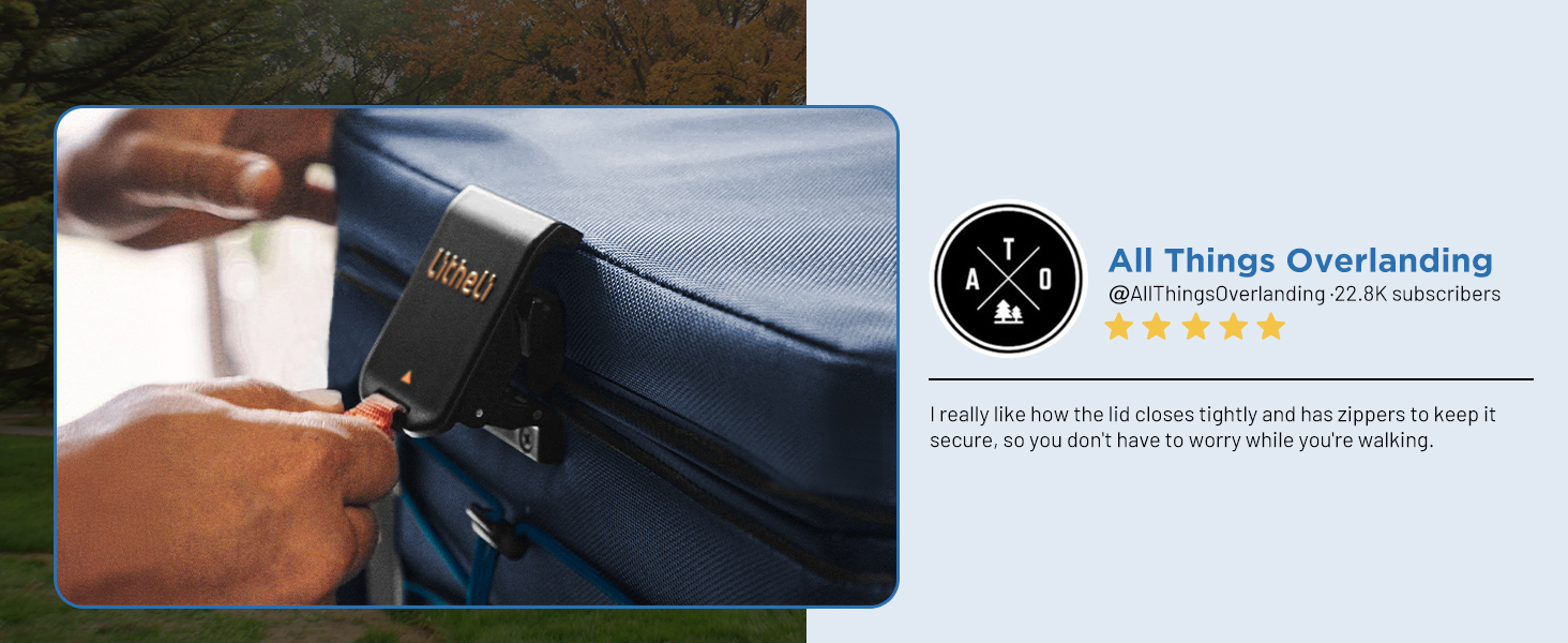 LiTHELi Frozen Pack 12V Car Refrigerator & Portable Electric Cooler. 20L/21QT with 2 U20 Batteries. -4~68℉ Travel Fridge Freezer for Camping.